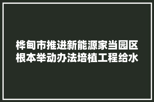 桦甸市推进新能源家当园区根本举动办法培植工程给水热力项目