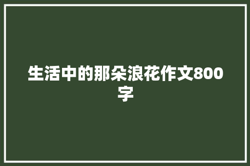 生活中的那朵浪花作文800字