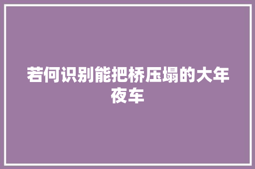 若何识别能把桥压塌的大年夜车
