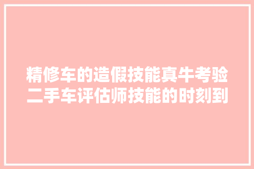 精修车的造假技能真牛考验二手车评估师技能的时刻到了