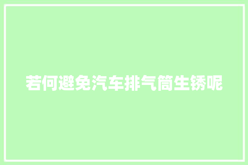 若何避免汽车排气筒生锈呢