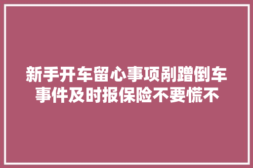 新手开车留心事项剐蹭倒车事件及时报保险不要慌不