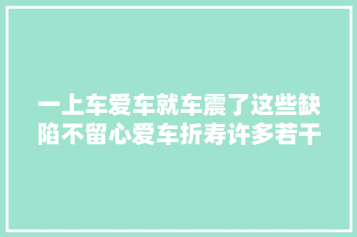 一上车爱车就车震了这些缺陷不留心爱车折寿许多若干年