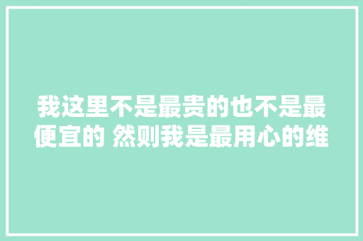我这里不是最贵的也不是最便宜的 然则我是最用心的维修师傅