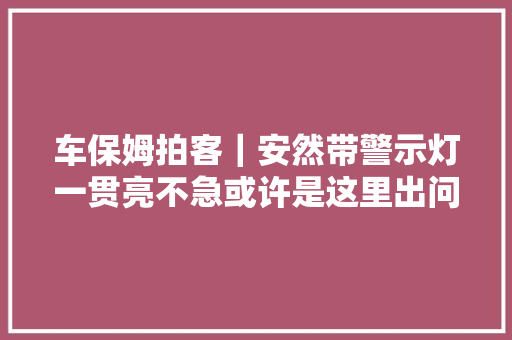 车保姆拍客｜安然带警示灯一贯亮不急或许是这里出问题