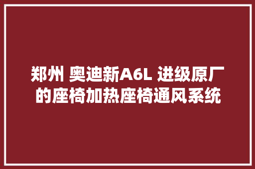 郑州 奥迪新A6L 进级原厂的座椅加热座椅通风系统