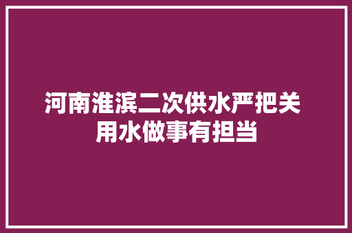 河南淮滨二次供水严把关 用水做事有担当