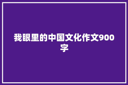 我眼里的中国文化作文900字