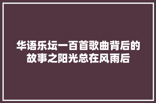 华语乐坛一百首歌曲背后的故事之阳光总在风雨后