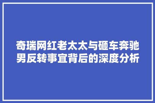 奇瑞网红老太太与砸车奔驰男反转事宜背后的深度分析
