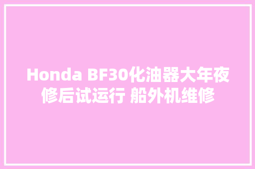Honda BF30化油器大年夜修后试运行 船外机维修