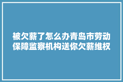 被欠薪了怎么办青岛市劳动保障监察机构送你欠薪维权宝典