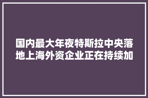 国内最大年夜特斯拉中央落地上海外资企业正在持续加码中国