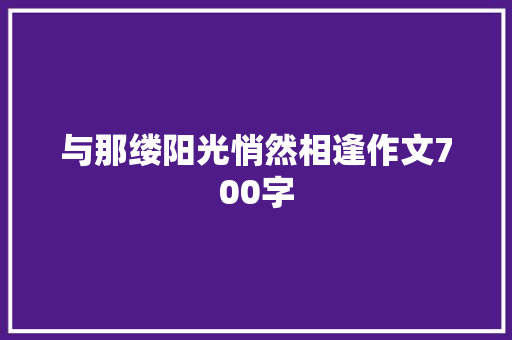 与那缕阳光悄然相逢作文700字