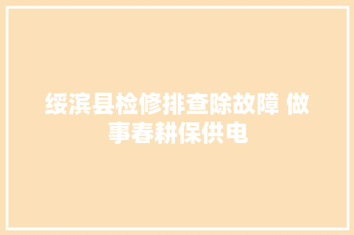 绥滨县检修排查除故障 做事春耕保供电