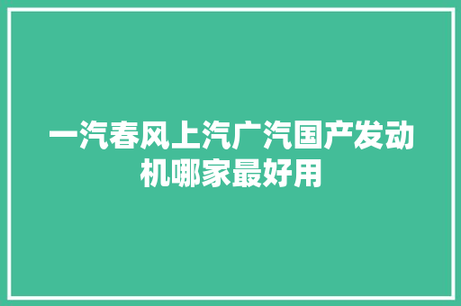 一汽春风上汽广汽国产发动机哪家最好用