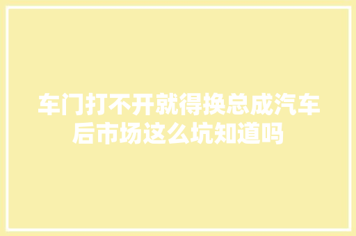 车门打不开就得换总成汽车后市场这么坑知道吗