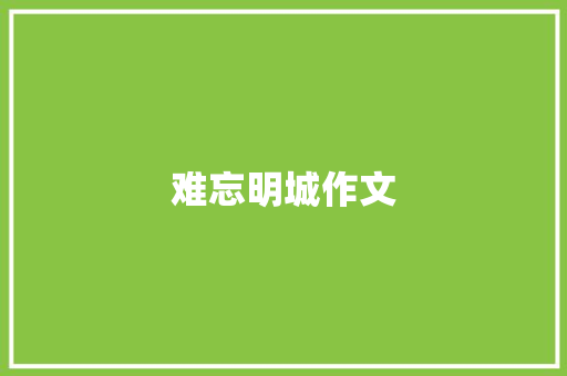 难忘明城作文