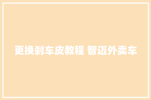 更换刹车皮教程 智迈外卖车