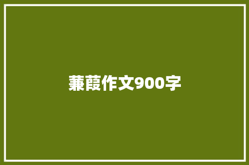 蒹葭作文900字