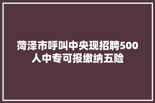 菏泽市呼叫中央现招聘500人中专可报缴纳五险