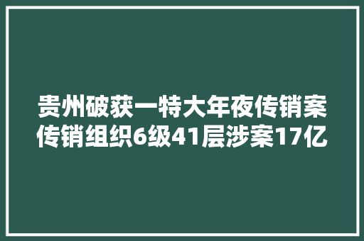 贵州破获一特大年夜传销案传销组织6级41层涉案17亿元