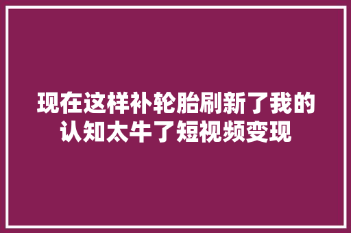 现在这样补轮胎刷新了我的认知太牛了短视频变现