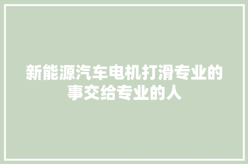 新能源汽车电机打滑专业的事交给专业的人