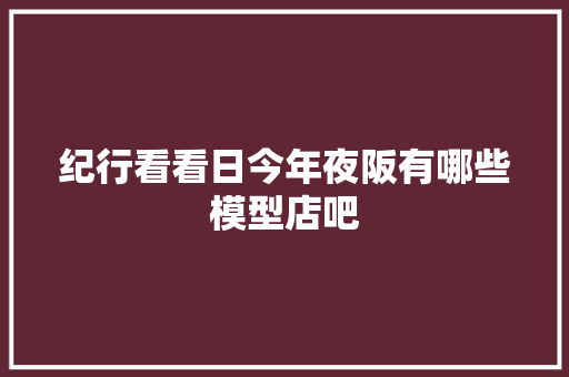 纪行看看日今年夜阪有哪些模型店吧