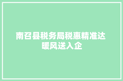 南召县税务局税惠精准达 暖风送入企