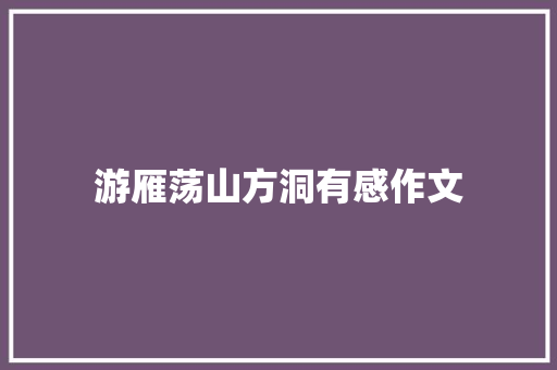 游雁荡山方洞有感作文