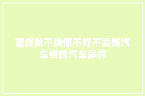 能修就不换修不好不要钱汽车维修汽车保养