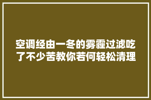 空调经由一冬的雾霾过滤吃了不少苦教你若何轻松清理汽车空调