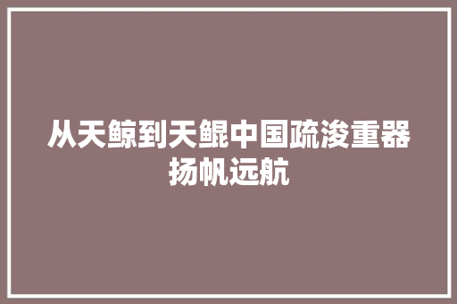 从天鲸到天鲲中国疏浚重器扬帆远航