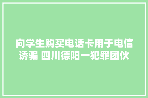 向学生购买电话卡用于电信诱骗 四川德阳一犯罪团伙落网