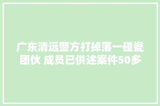 广东清远警方打掉落一碰瓷团伙 成员已供述案件50多起