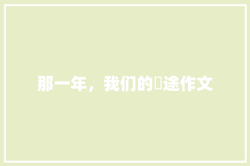 那一年，我们的囧途作文