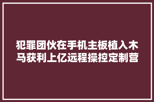 犯罪团伙在手机主板植入木马获利上亿远程操控定制营业并删除记录