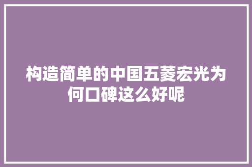 构造简单的中国五菱宏光为何口碑这么好呢 汽车知识
