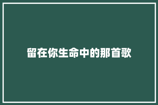 留在你生命中的那首歌 休闲娱乐