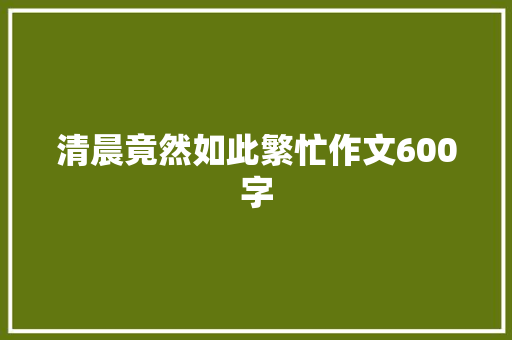 清晨竟然如此繁忙作文600字