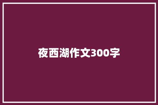 夜西湖作文300字