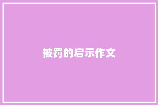 被罚的启示作文