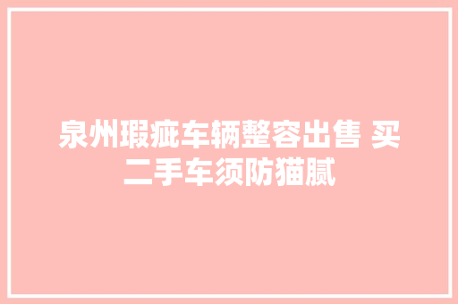 泉州瑕疵车辆整容出售 买二手车须防猫腻