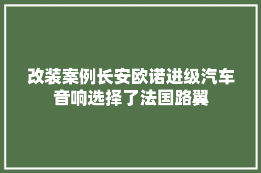 改装案例长安欧诺进级汽车音响选择了法国路翼
