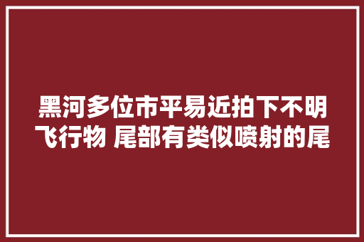 黑河多位市平易近拍下不明飞行物 尾部有类似喷射的尾翼到底是啥