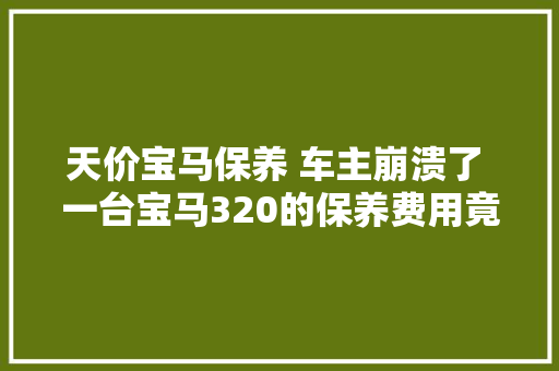 天价宝马保养 车主崩溃了 一台宝马320的保养费用竟然高达23000 汽车知识