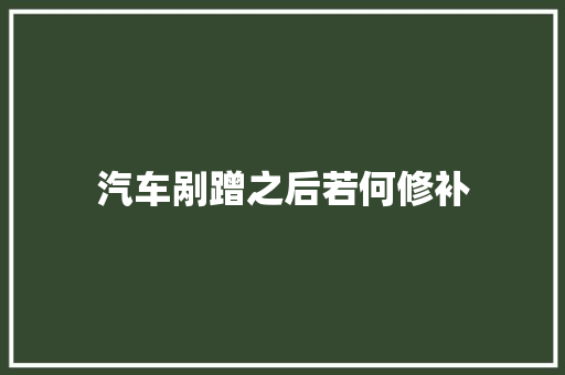 汽车剐蹭之后若何修补 汽车知识