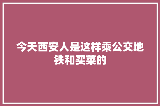今天西安人是这样乘公交地铁和买菜的