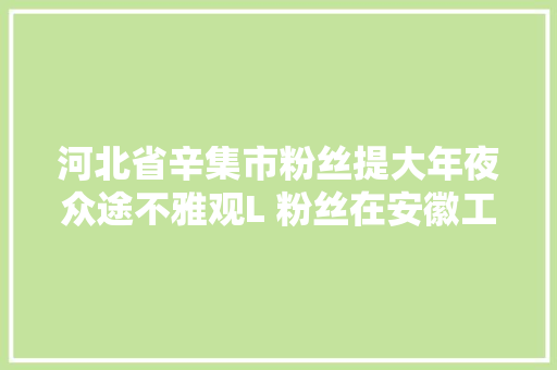 河北省辛集市粉丝提大年夜众途不雅观L 粉丝在安徽工作